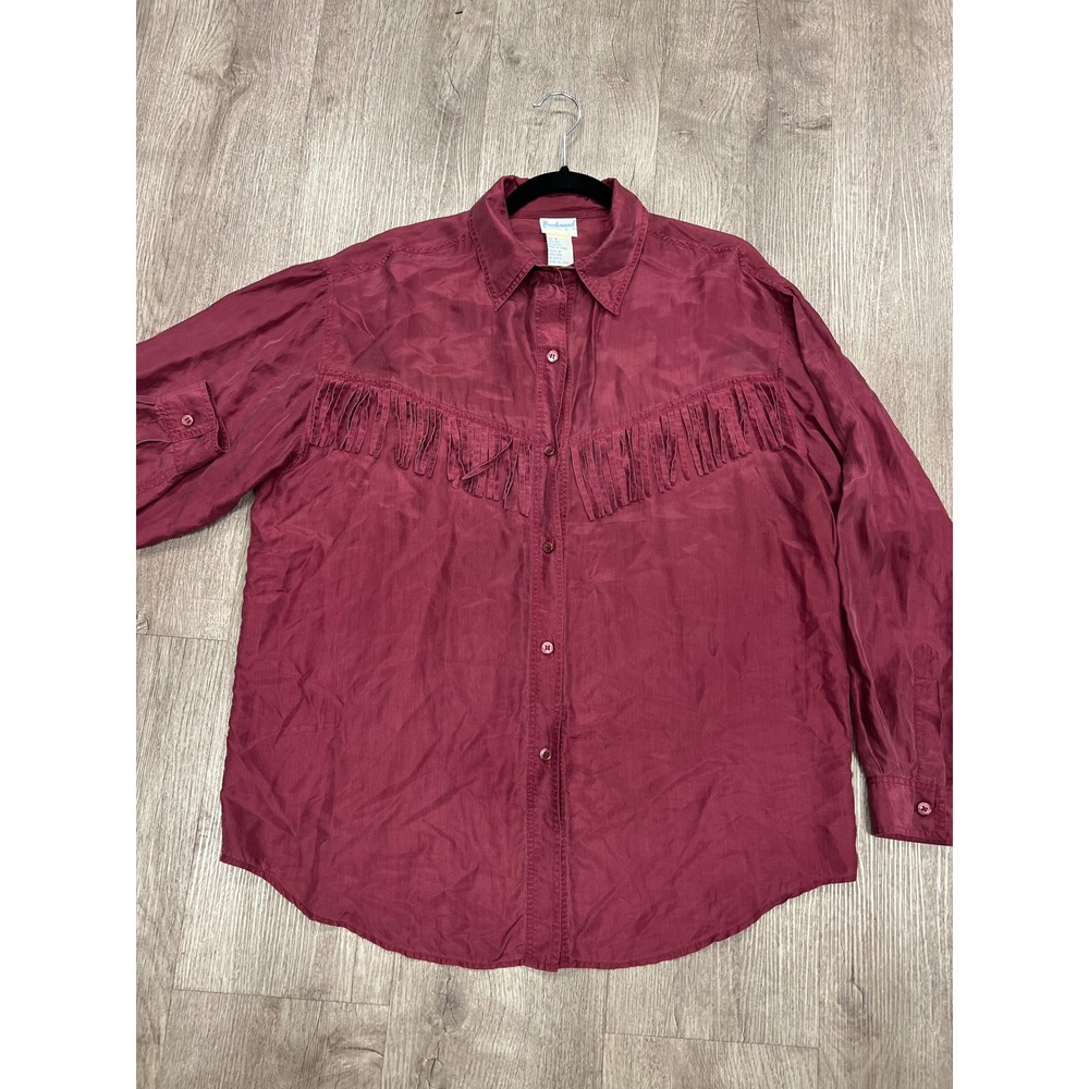 90's Backroad Blues Burgundy Silk Western Shirt Women's M black shirt included